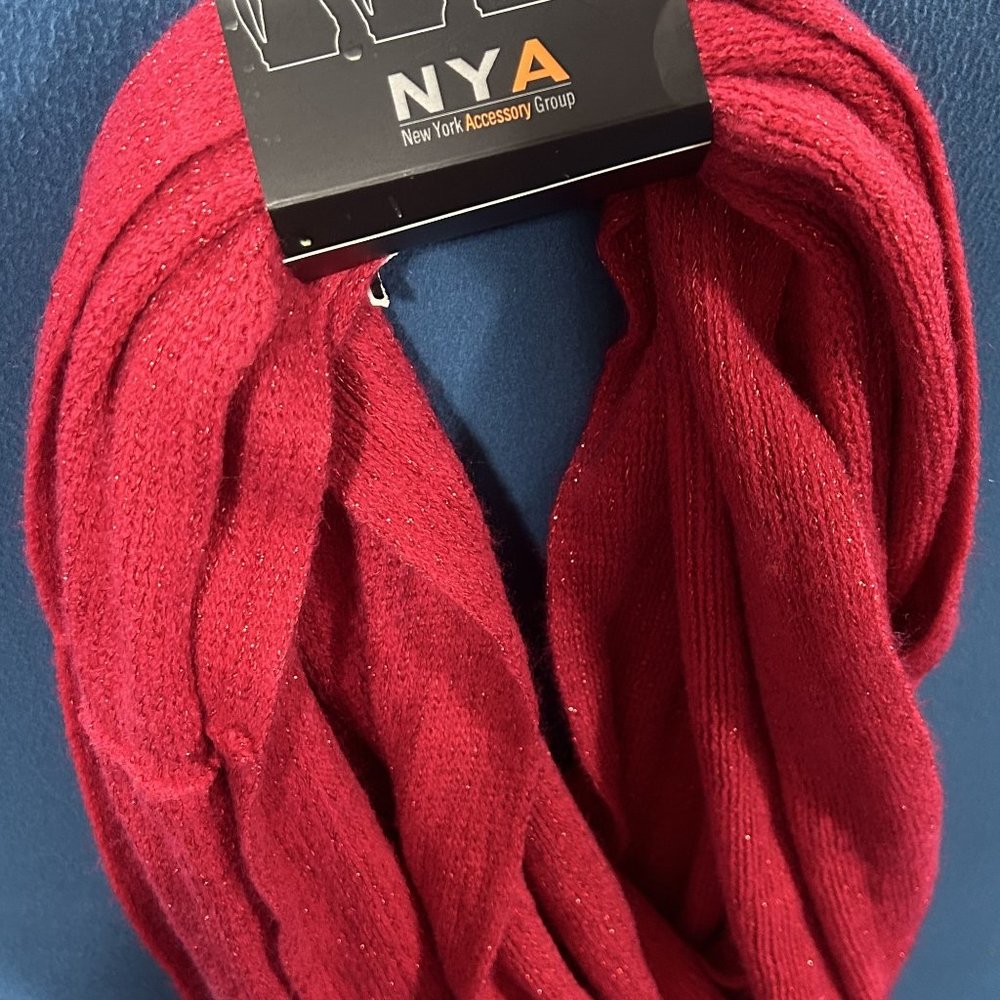 NYA Infinity Scarf - Raspberry Red with Glitter - One Size